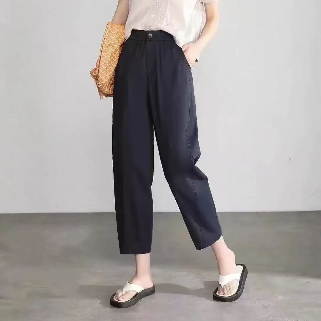 2961刺绣圆标女士早秋休闲裤