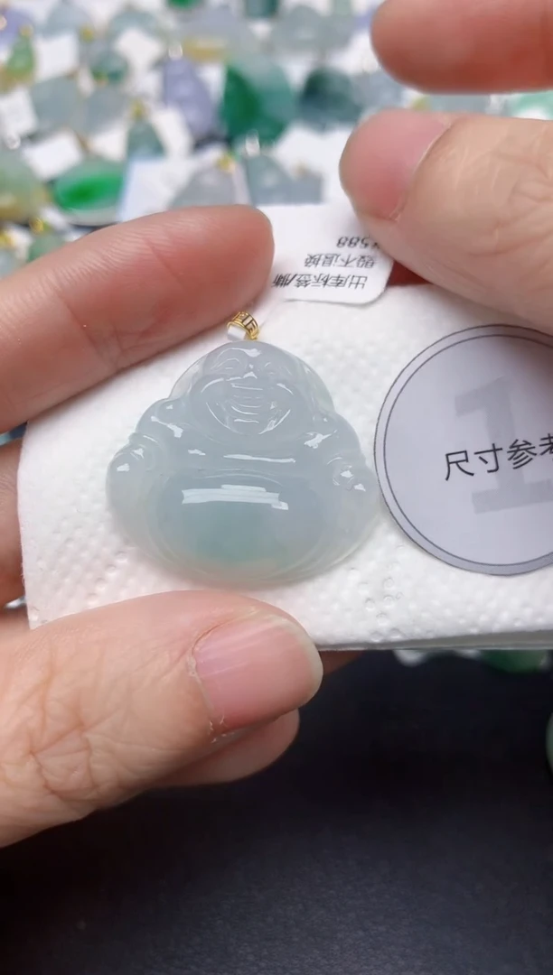 颈饰18K金镶嵌翡翠天然缅甸A货翡翠