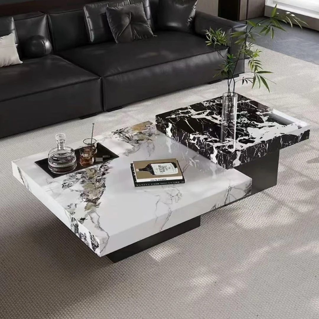 天然大理石茶几复古意式极简轻奢客厅设计师2025新款高端茶几