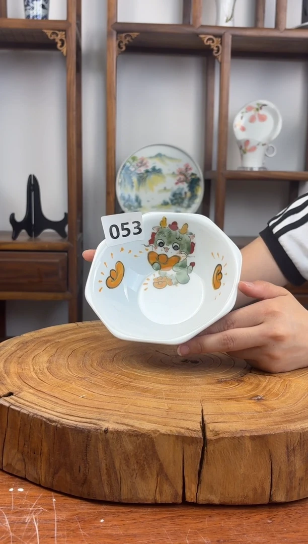 瓷片国韵瓷坊-手工手绘玲珑碗龙053