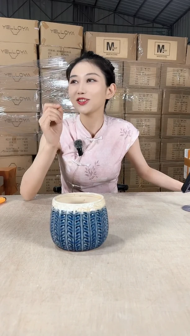 白麻口深蓝色11x10