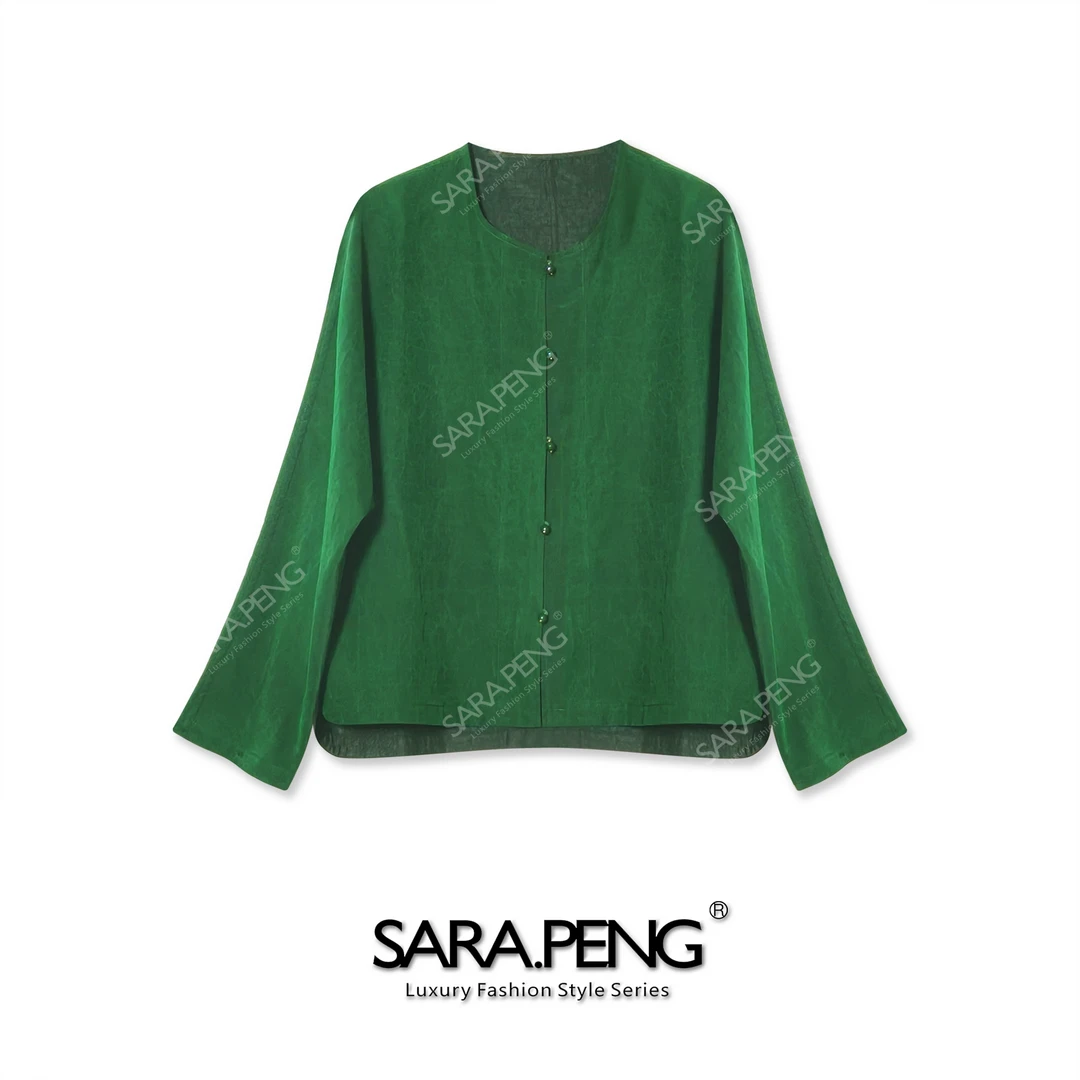 SARA.PENG富贵潮｜龟裂纹香云纱｜新中式贵妇｜珠扣手工｜双面穿外套