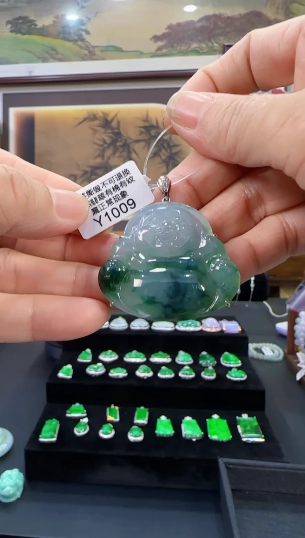 颈饰18K金镶嵌翡翠Y1009佛公