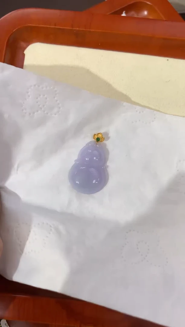 【闪购商品】翡翠颈饰18K金镶嵌天然缅甸a货翡翠