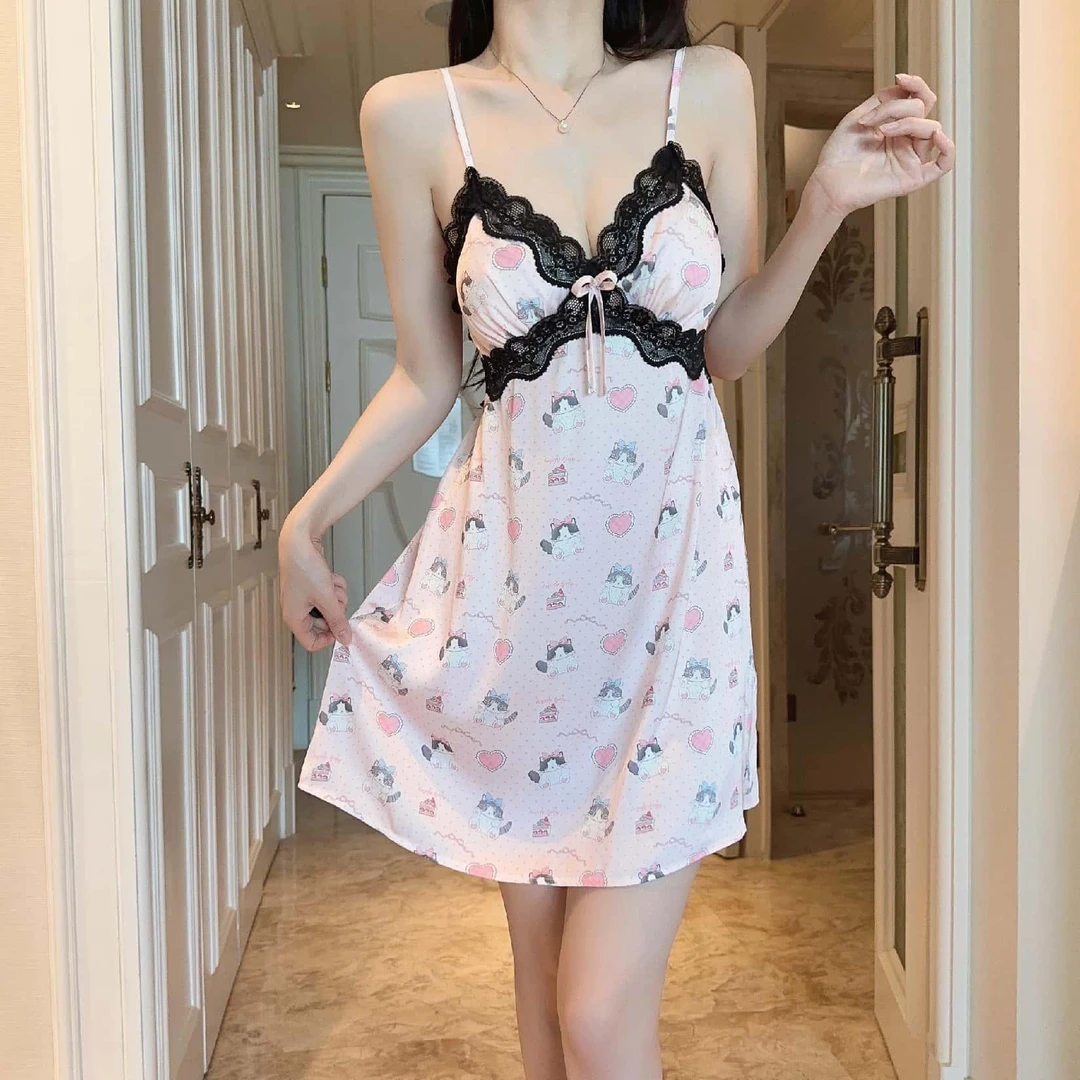 彭裳裳【粉影猫恋】夏季气质短裤薄款甜美显瘦纯欲吊带性感蕾丝睡衣