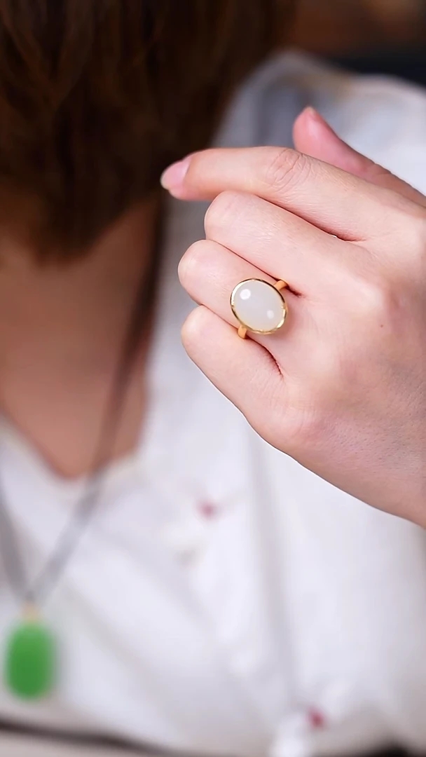 银S925镶嵌戒指和田玉【小涵专属】