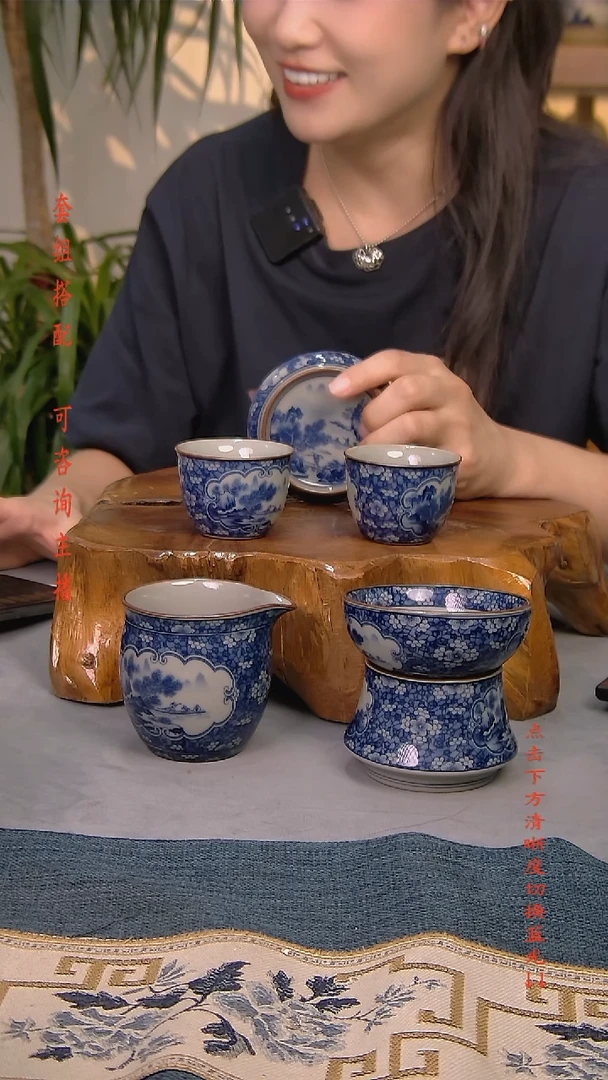 `简装家用款5件套 老陶泥开片纹陶瓷茶具