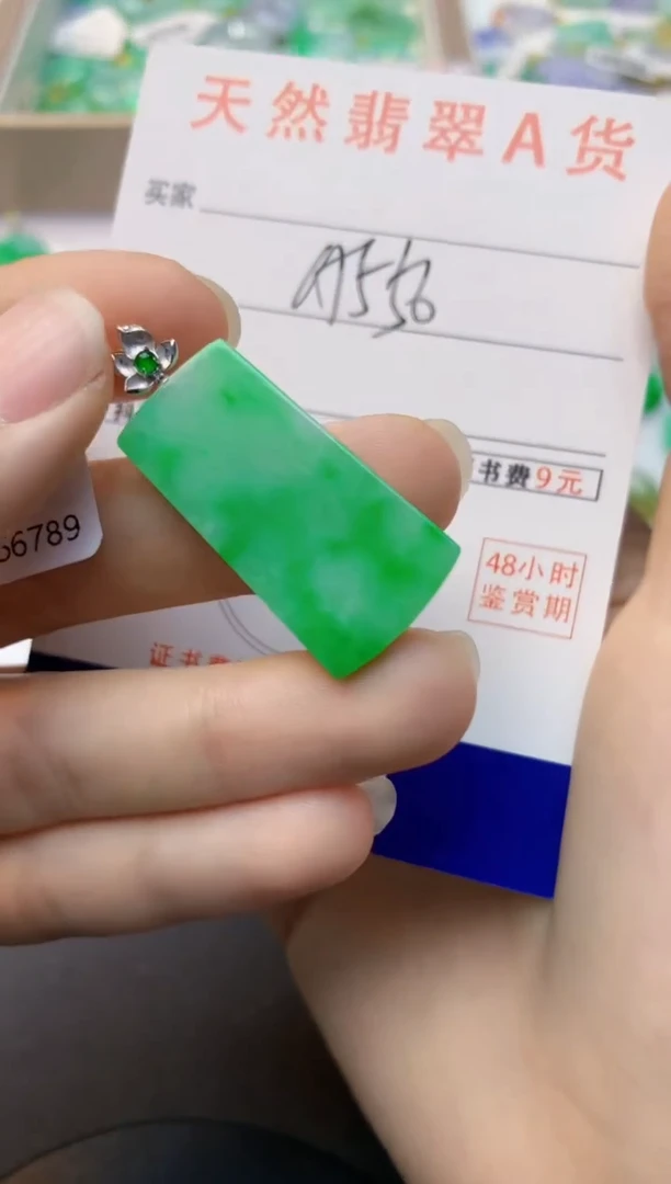 颈饰18K金镶嵌翡翠天然缅甸A货翡翠百元以上9元证书费自理