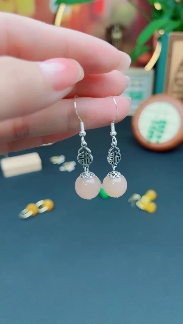 玛瑙/玉髓耳饰银S925镶嵌526