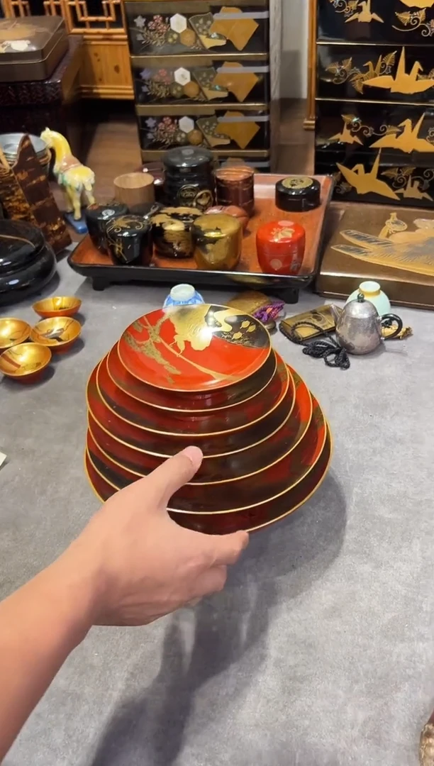 天目盏七只 大漆漆器大漆漆器