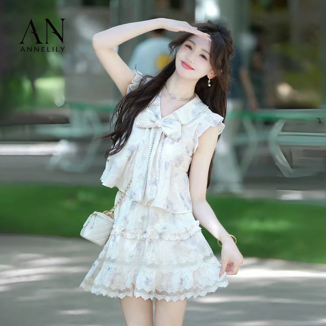 ANNELILY安琪琪【冷梦】精致法式气质百搭时尚短裙套装AT2506100