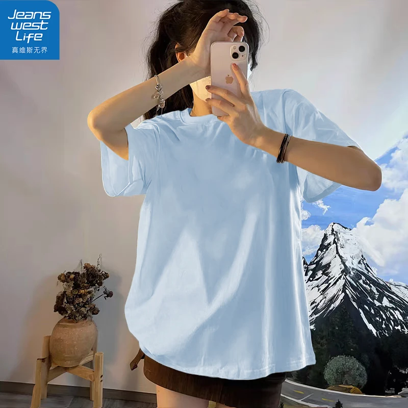 真维斯无界卡通圆领短袖T恤宽松简约时尚夏季百搭宽松韩版t恤上衣
