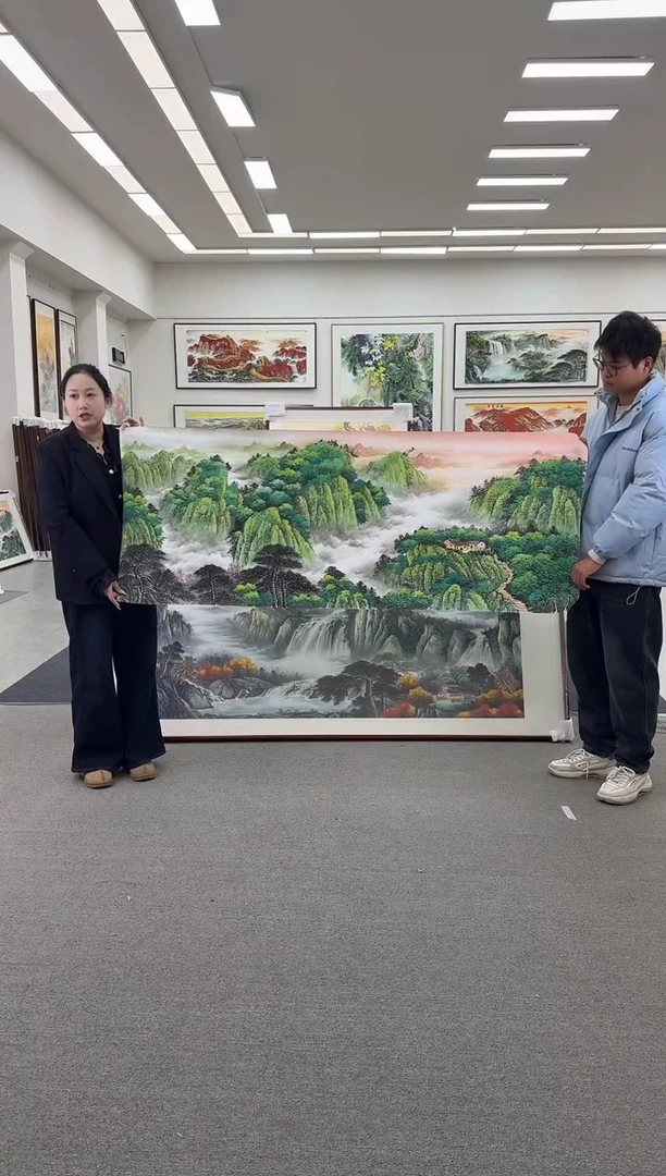 国画手绘  219*88  旭日东升