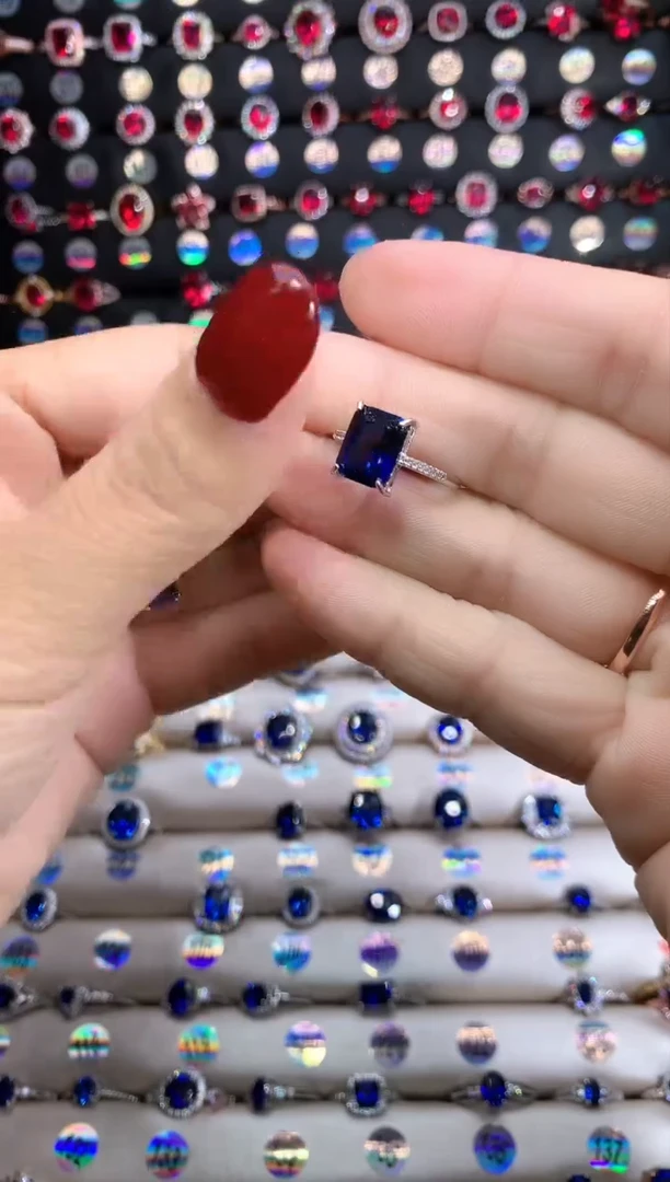 【闪购商品】蓝宝石戒指银S925镶嵌银色7.9