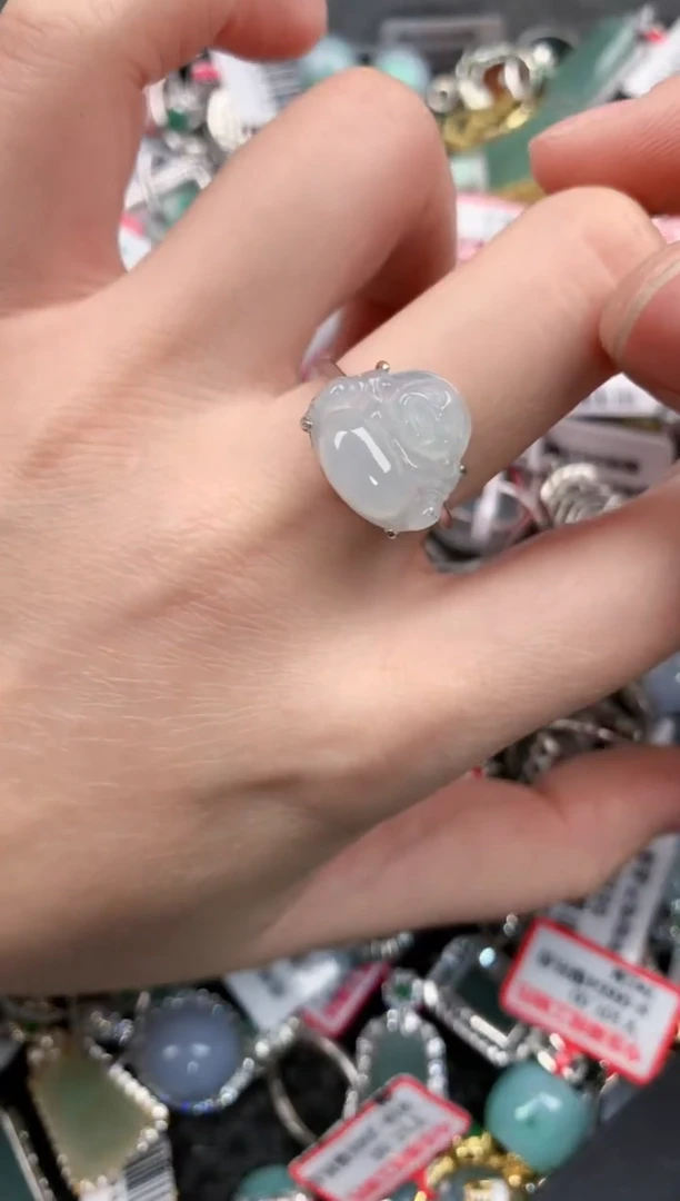 银S925镶嵌戒指翡翠1010----6