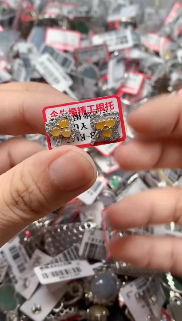 银S925镶嵌戒指翡翠天然A货缅甸翡翠