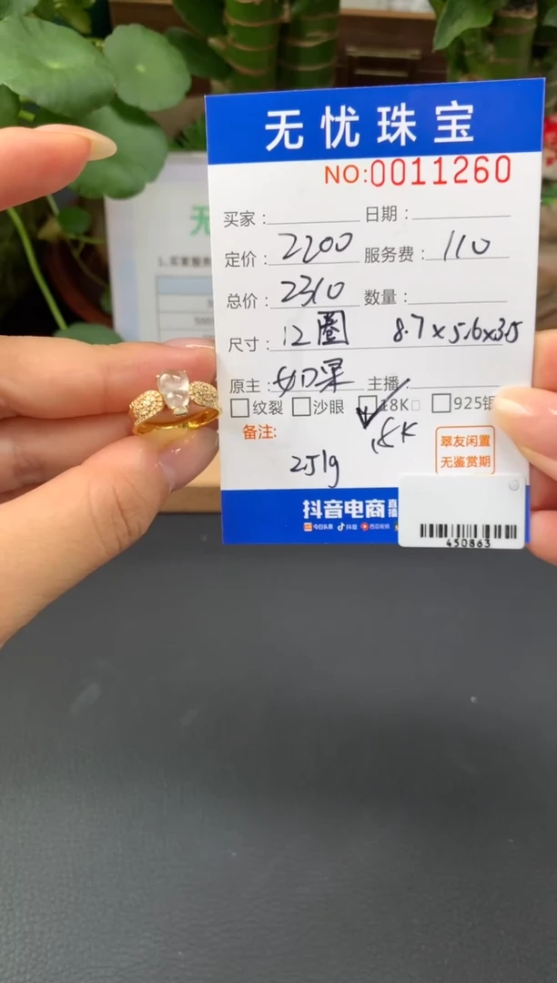18K金镶嵌定制翡翠果**咪A267