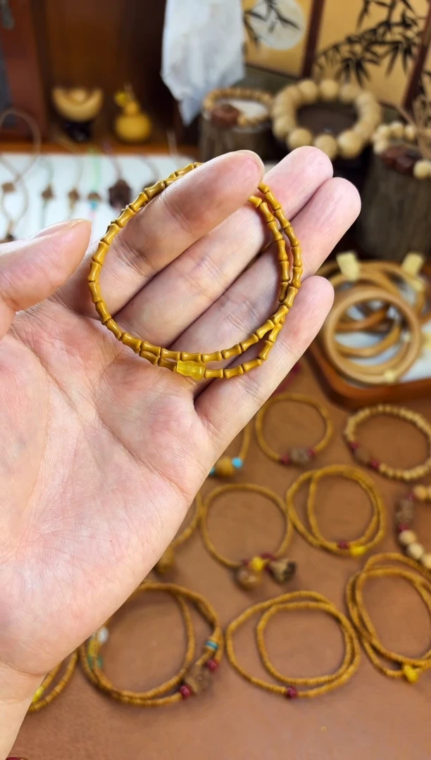 手串桃核双圈竹节黄葫芦