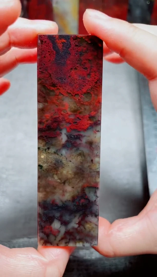 玉桂林鸡血玉素章3.0左右红12