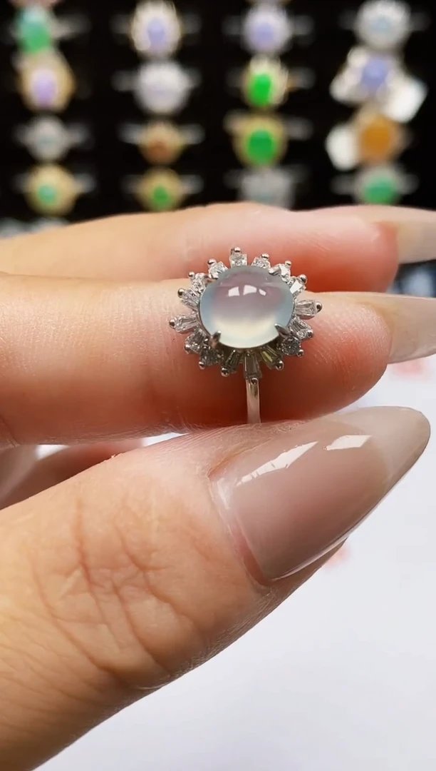 银S925镶嵌戒指翡翠0049