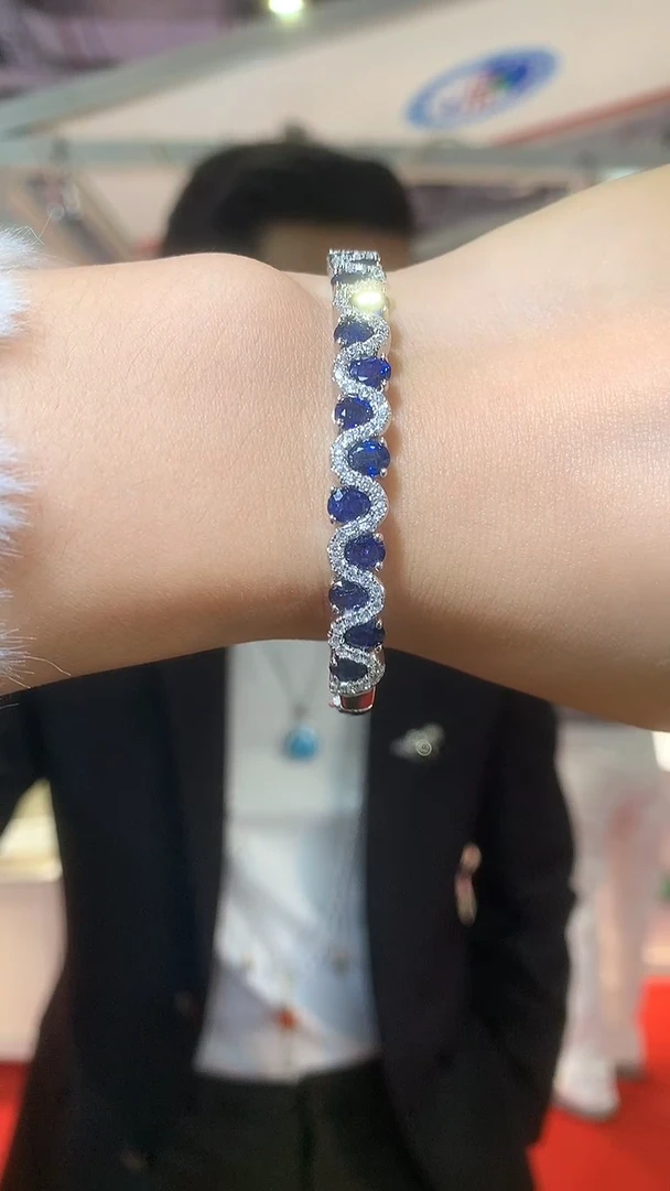 手镯蓝宝石银S925镶嵌【宝石世家严选】
