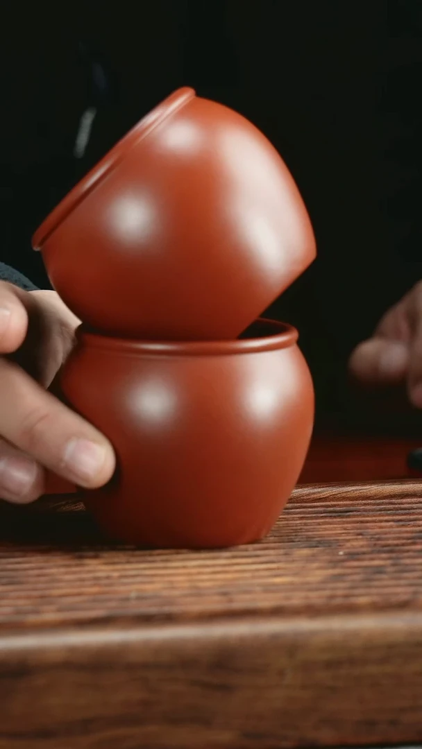 【闪购商品】紫砂茶杯朱泥大红袍缸杯素