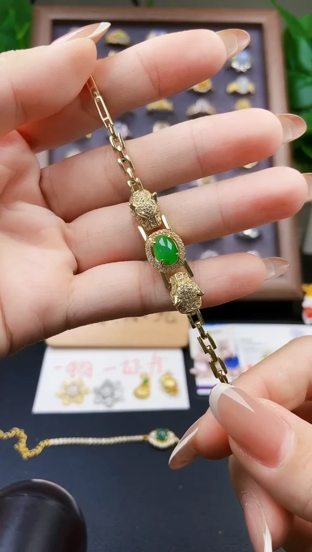 银S925镶嵌手链翡翠21