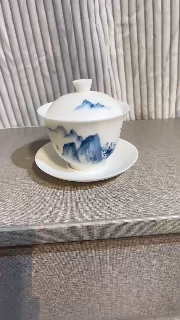 景德镇高温瓷山水三才