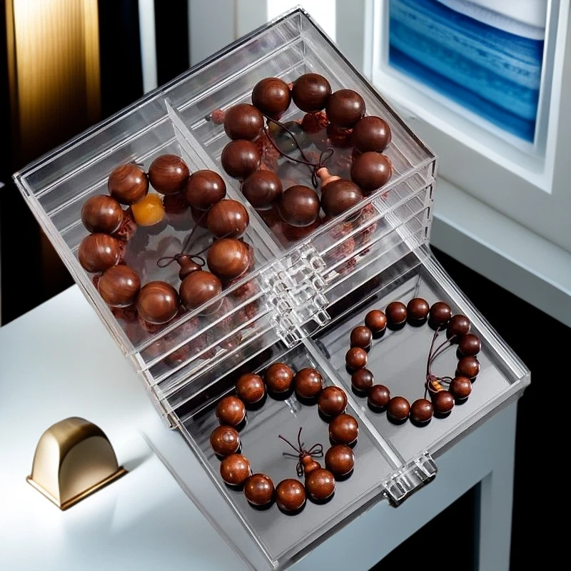 文玩手串收纳盒多层桌面大容量水晶手镯配饰收纳盒饰品项链收纳盒