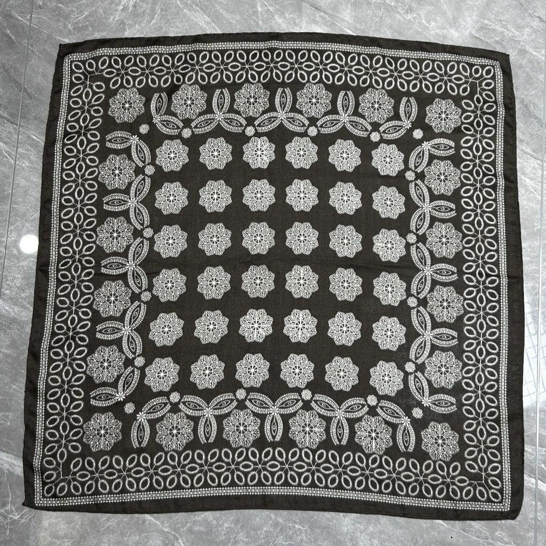 （棕色蕾丝小花）新款方巾65*65左右围巾