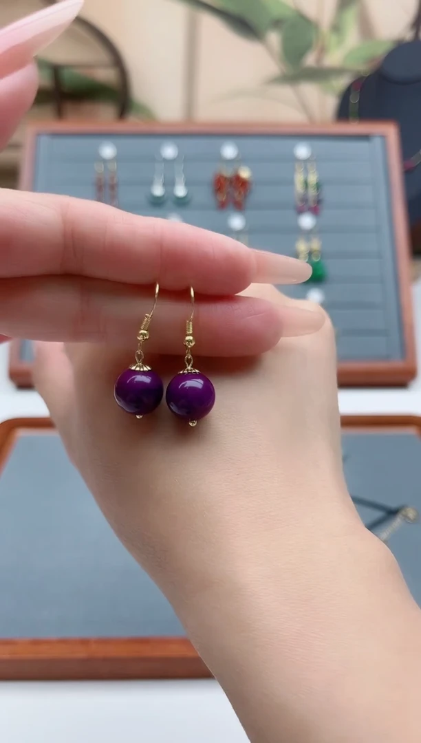 【闪购商品】玛瑙/玉髓耳饰银S925镀金镶嵌608