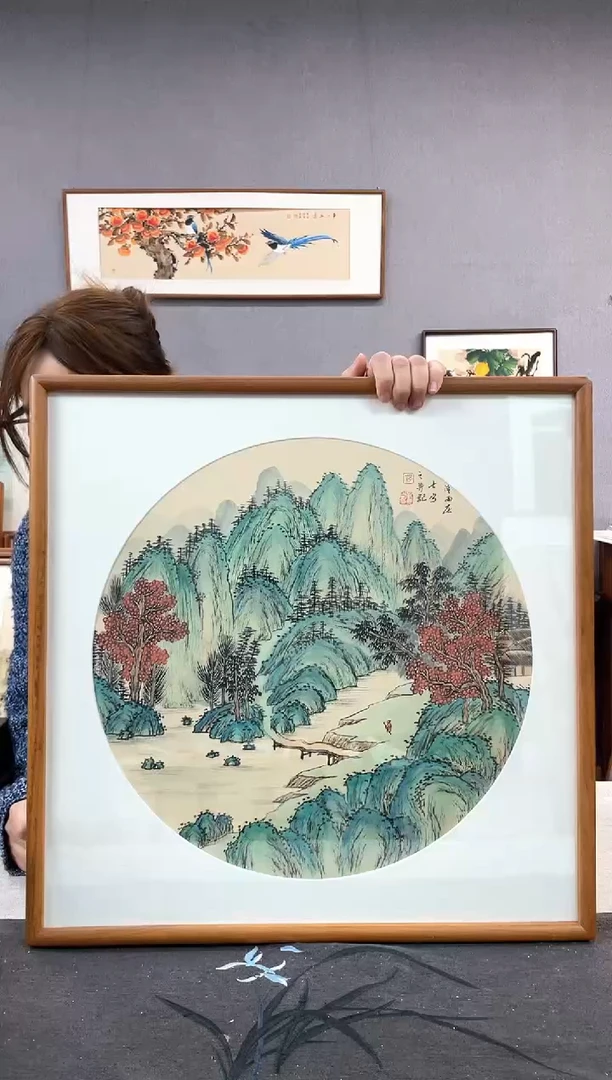 【闪购商品】国画孔德尚-手绘带框作品-53*53-山水