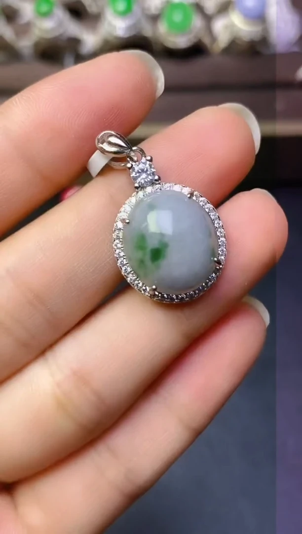 翡翠戒指银S925镶嵌百内无证书