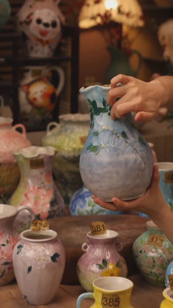 陶瓷377景德镇设计师手作花器摆件侘寂风