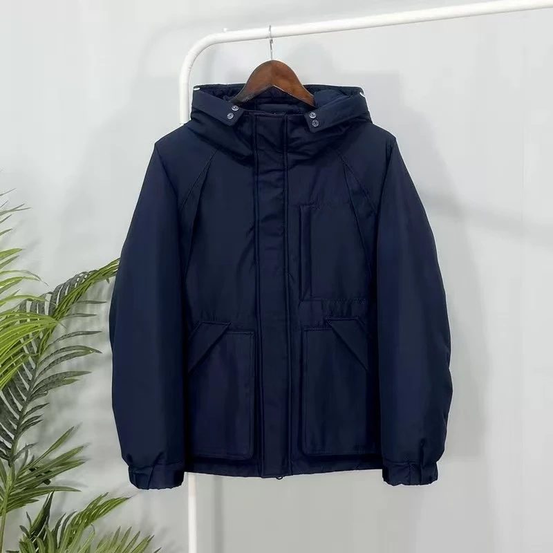 5882冬季保暖加厚短款工装连帽羽绒服