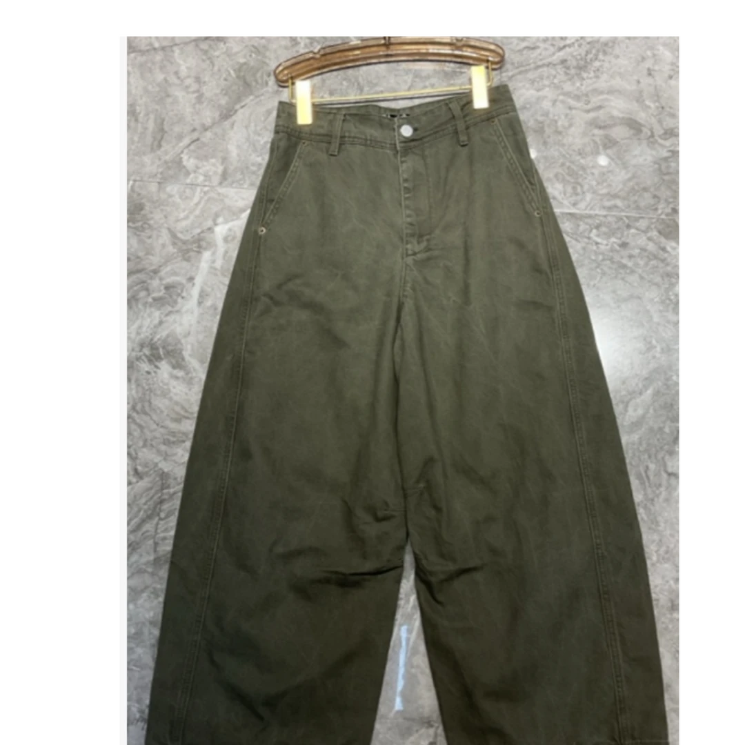 深圳南油原创2025新款绿色牛仔裤92792-1