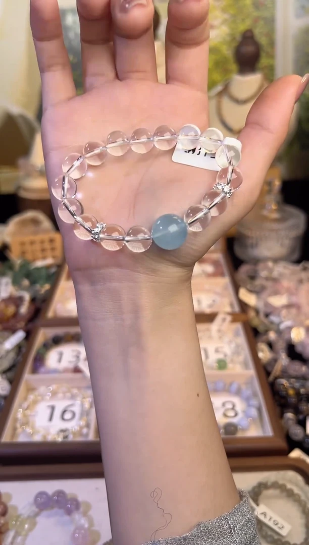 水晶手链银S925镶嵌天然水晶-A137