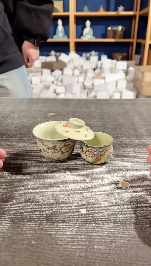 【闪购商品】其他汝窑喜上眉梢悬停二才盖碗+1杯