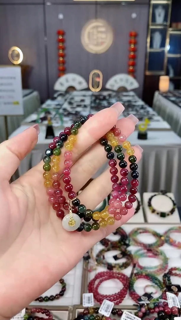 未镶嵌收藏级老矿碧玺三圈手串5mm+碧玺hon多样性发货一条