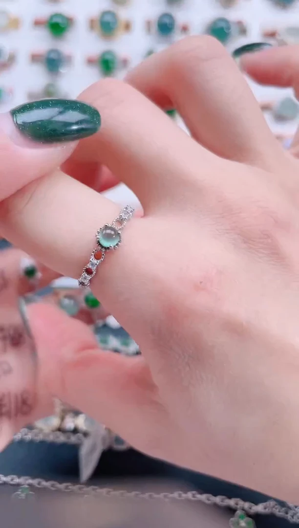 银S925镶嵌戒指翡翠天然翡翠