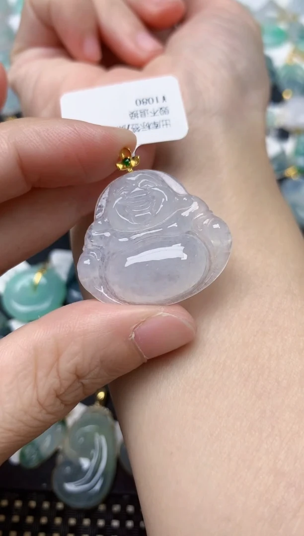 颈饰18K金镶嵌翡翠天然缅甸A货翡翠