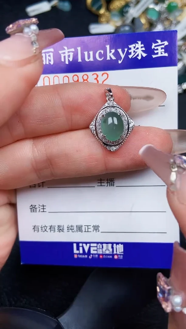 翡翠银S925镶嵌颈饰9832