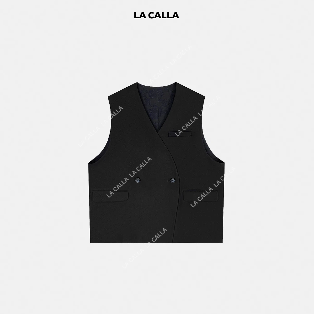 LA CALLA蓝织提花极简双面马甲YY1936