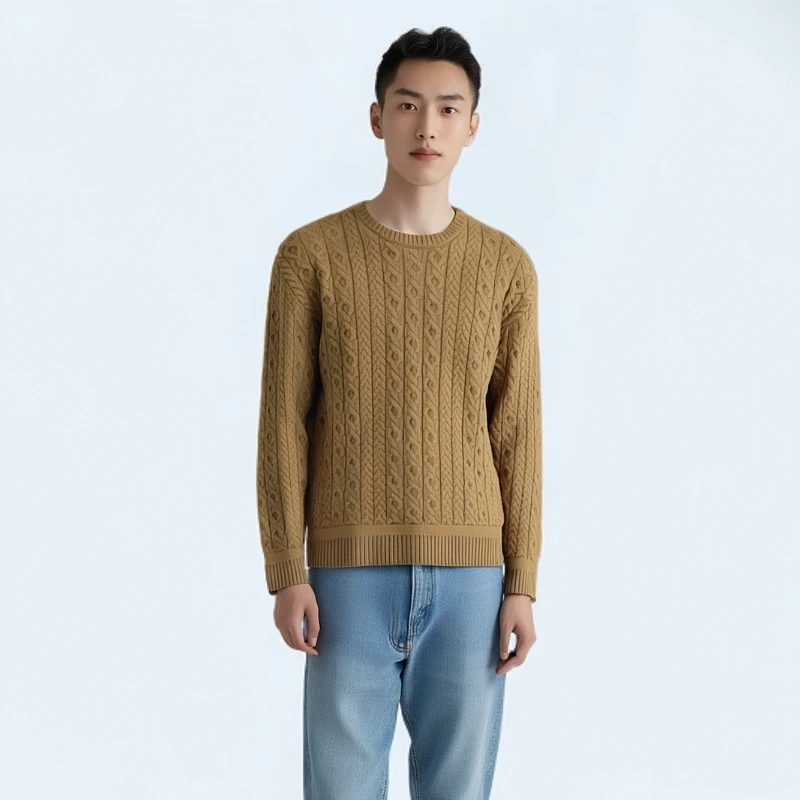 99新 BURBERRY/博柏利 12428324 条纹针织衫毛衣 卡其色 XS码