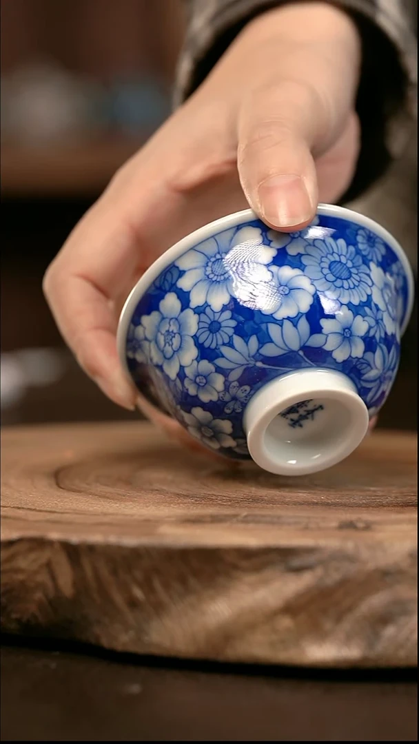 手绘 高温现代瓷  柴窑  万花小压70C