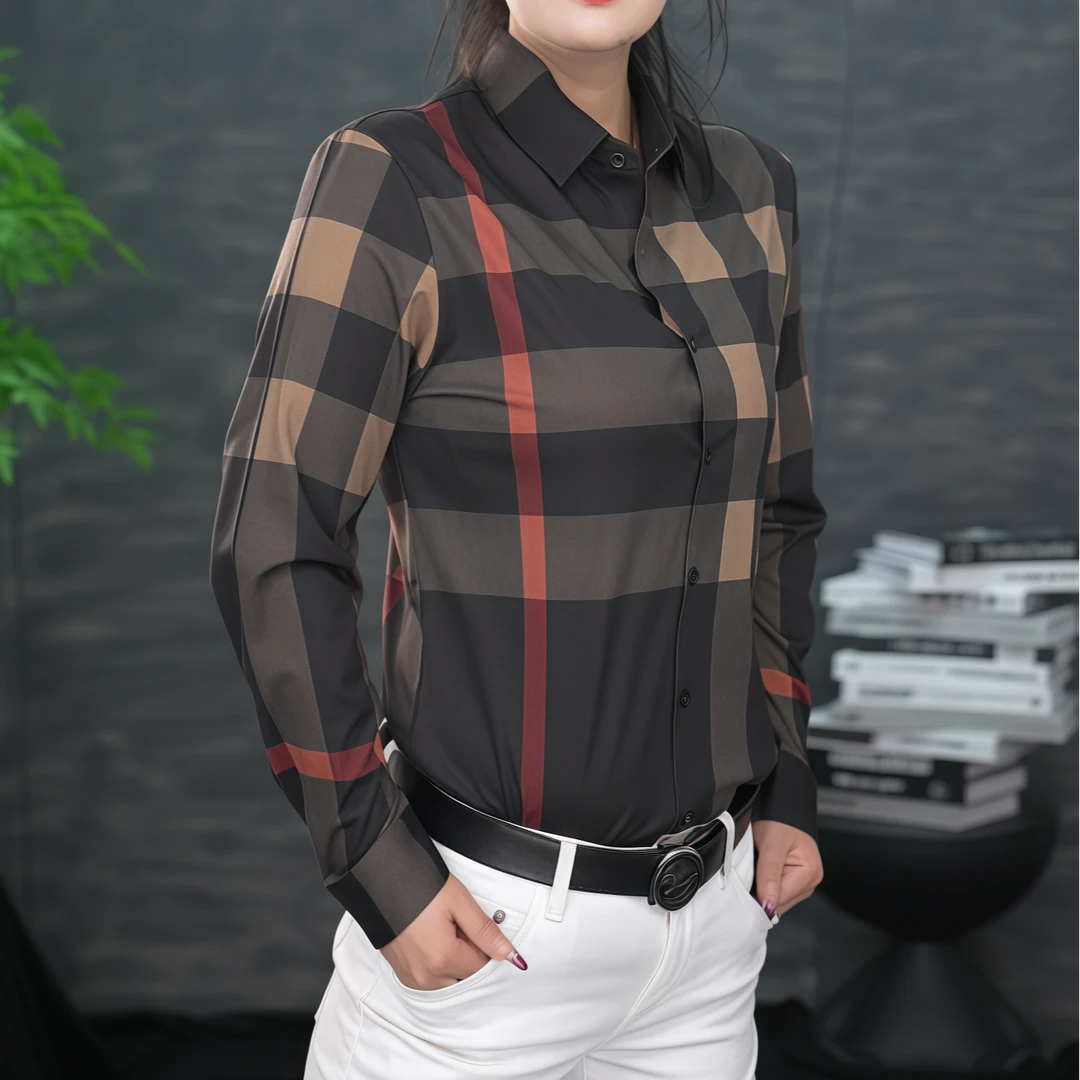 【森泊男装】2025男士秋季新款格子印花修身百搭轻奢男士衬衫长袖