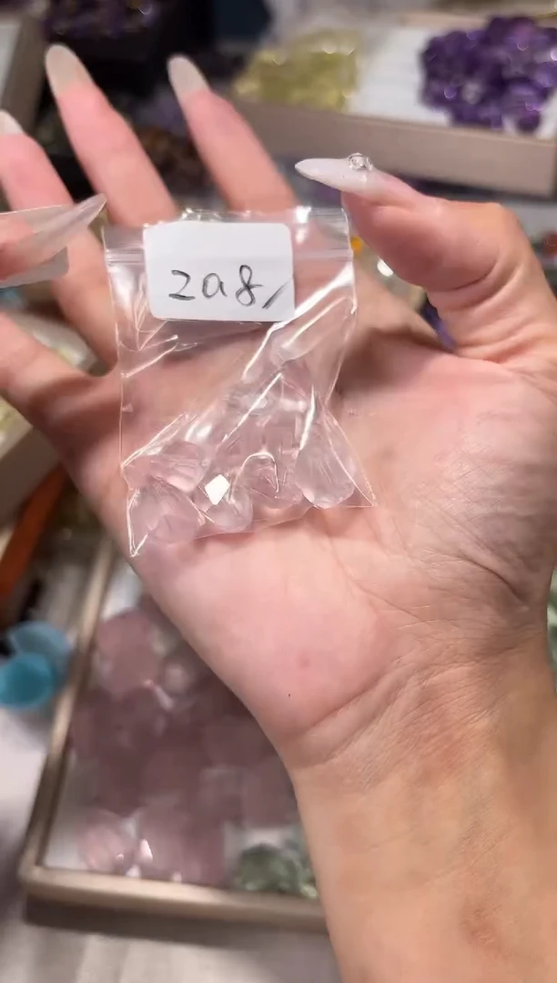 水晶手串未镶嵌F09粉水晶随行一个宽卡8