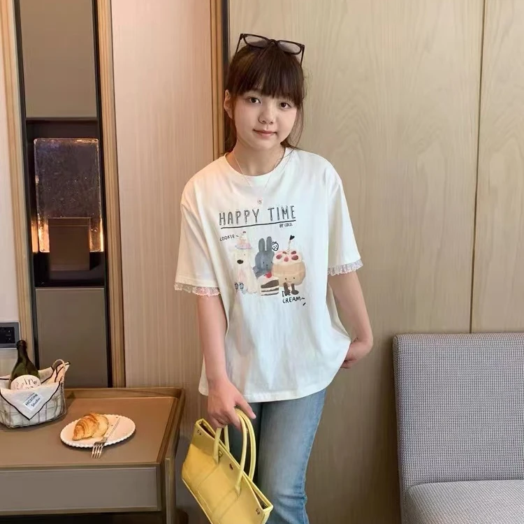 女童蕾丝袖夏季T恤924