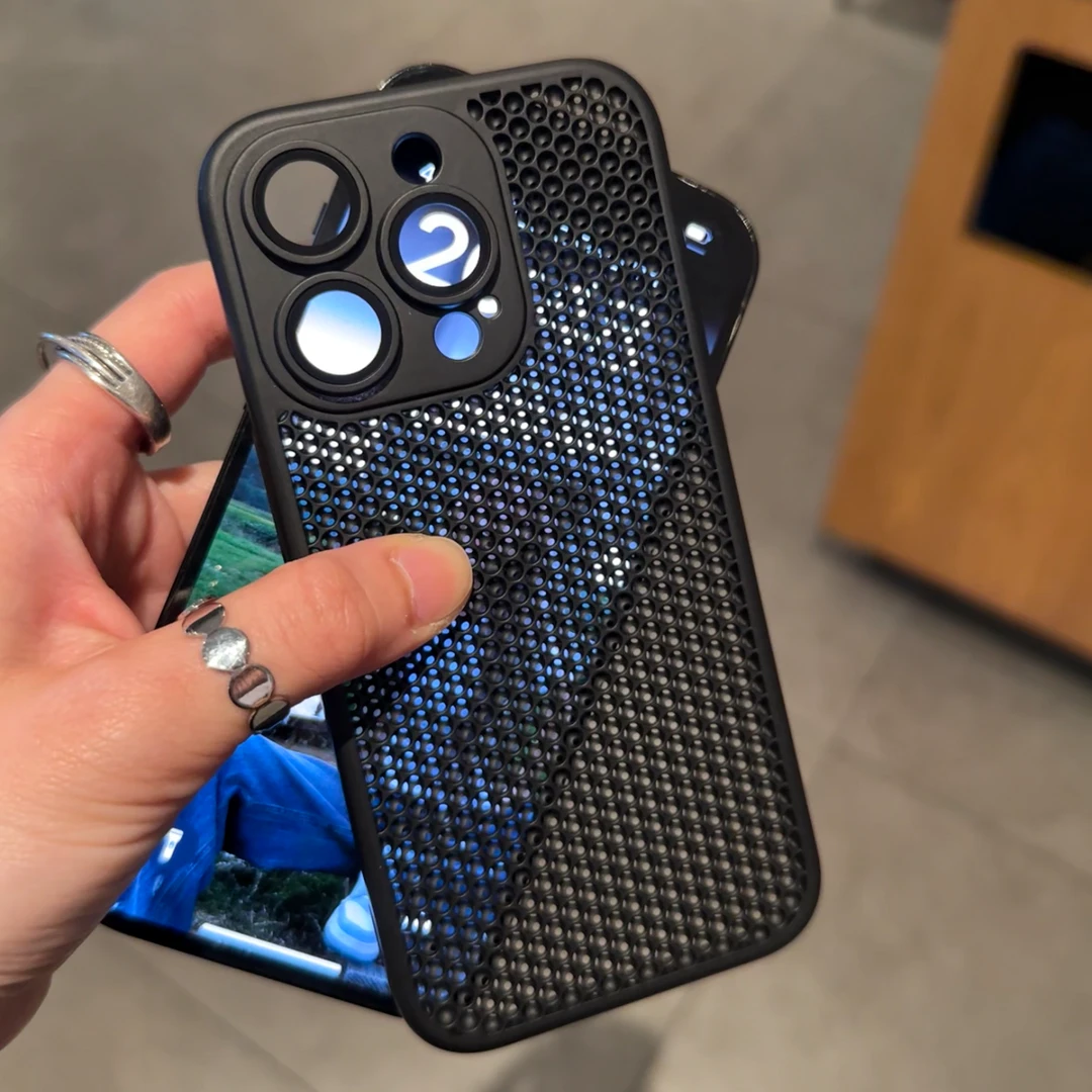 欧克里里潮酷蜂窝散热壳适用苹果16/15promax手机壳13/14镜头膜12