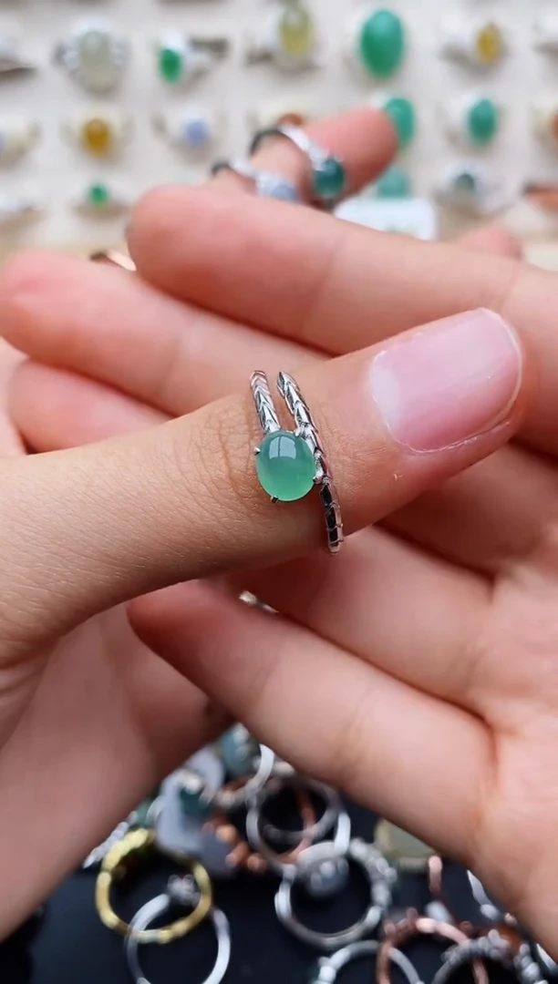 【闪购商品】翡翠戒指银S925镶嵌缅甸翡翠